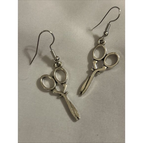 Silver Scissor Earrings Shears Dangle Silver Hook Jewelry Hairdresser Stylist - Picture 5 of 7